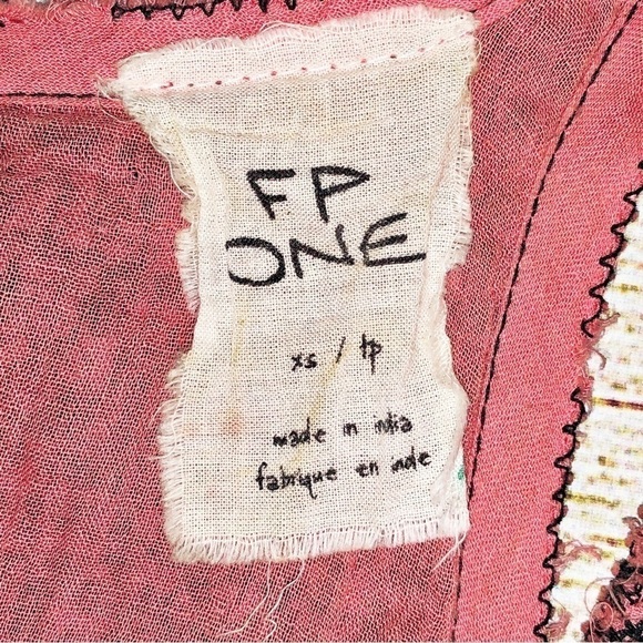 Free People FP One Calypso Dress Sleeveless Pink Relaxed Fit Tasseled Size XS - Picture 7 of 8